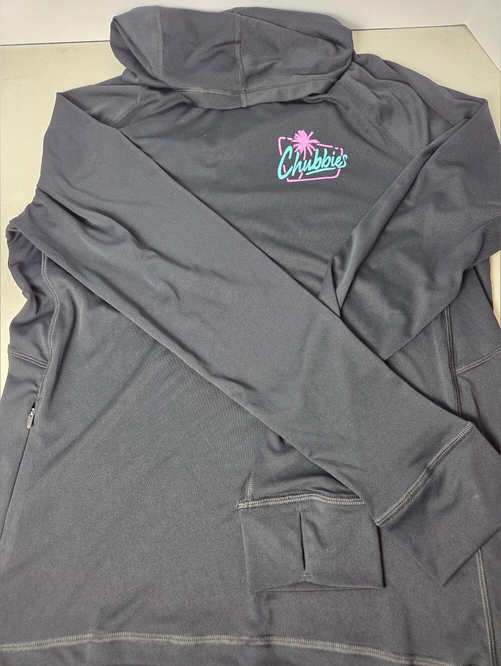 Chubbies Mens Sun Hoodie Black Medium Active Vacation Resort Beach